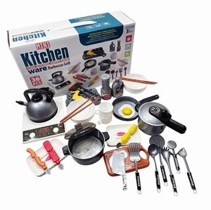 36pcs Kids Mini Kitchen Playset Cooking BBQ Grill Toy Set w/ Accessories
